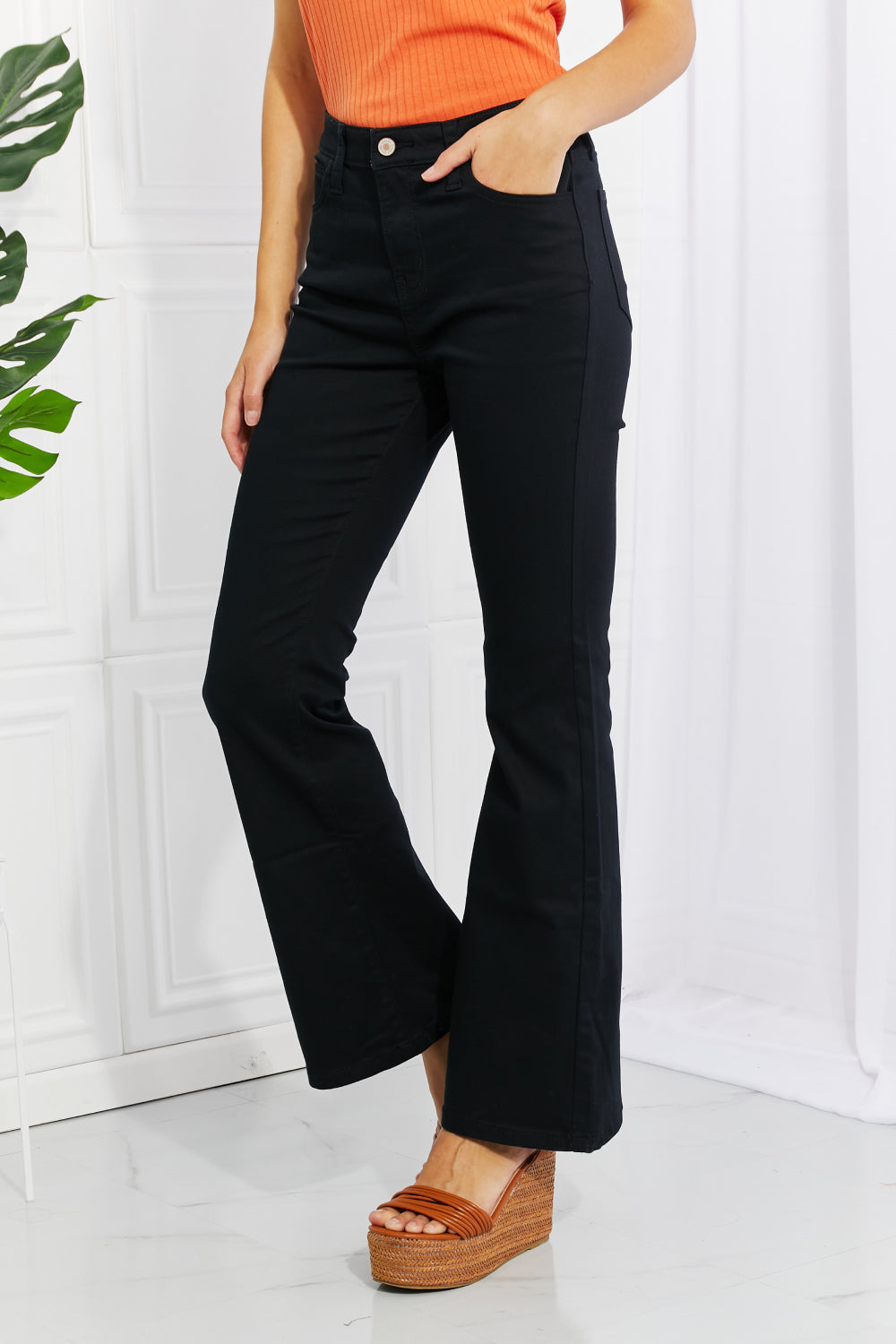Clementine Full Size High-Rise Bootcut Jeans in Black