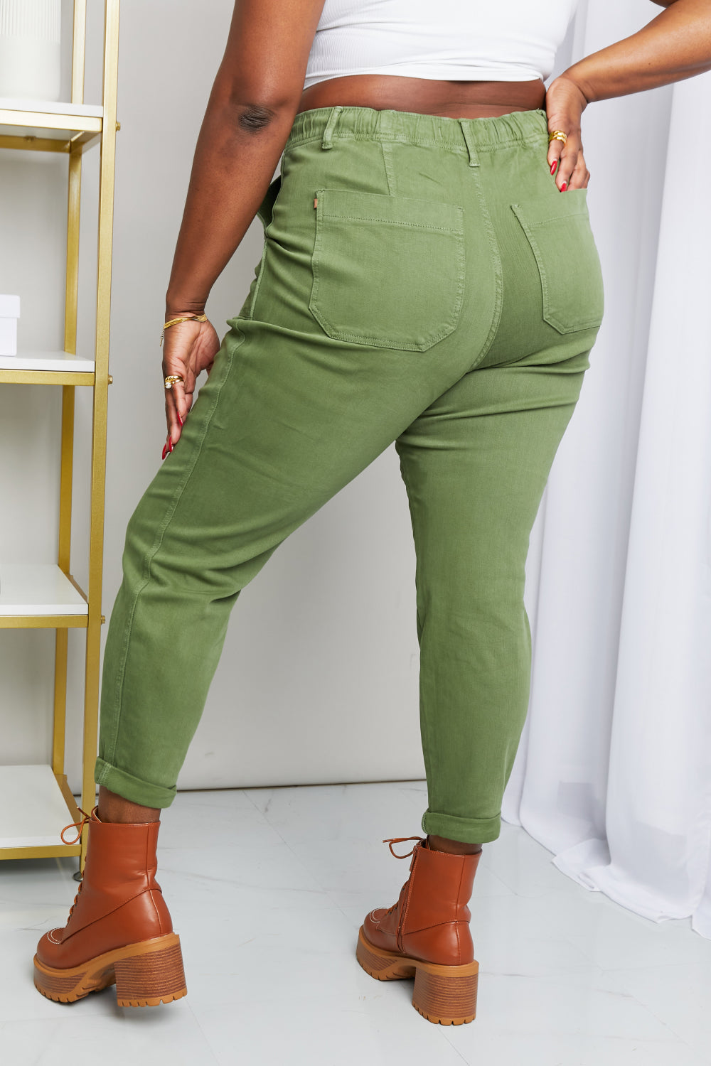 Full Size Drawstring Waist Pocket Jeans