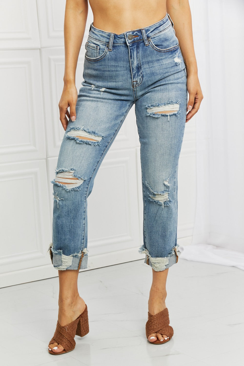 Leilani Distressed Straight Leg Jeans