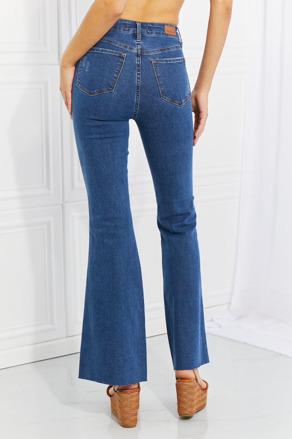 Ava Full Size Cool Denim Tummy Control Flare Jeans